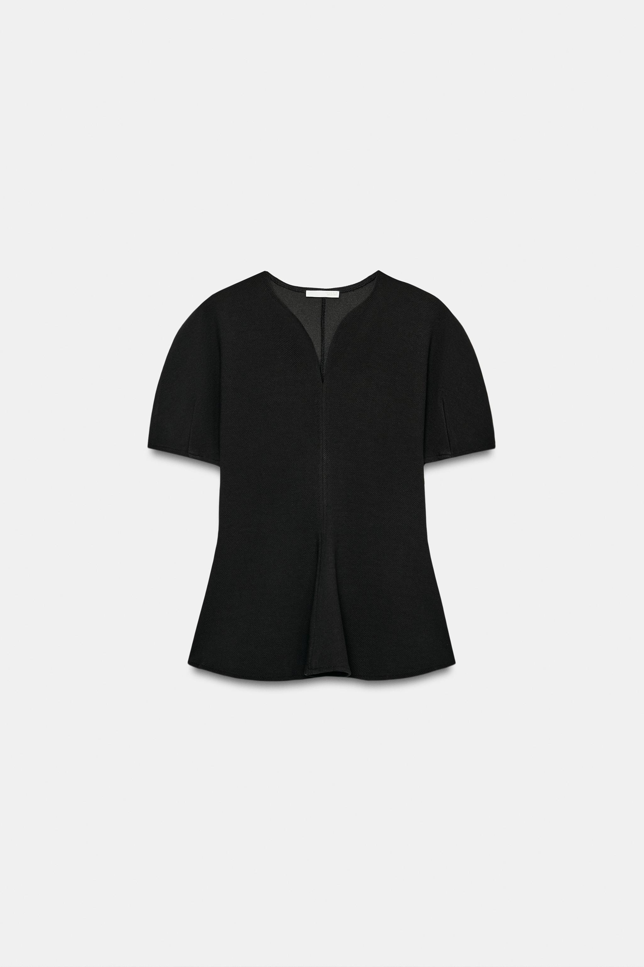 PUFF SLEEVE PEPLUM TOP